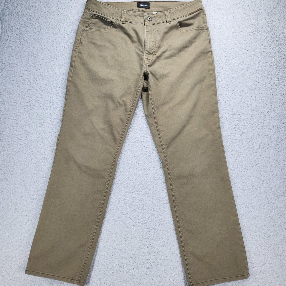 Marmot Pants Mens 36x30 Brown Cotton Blend Straight Leg Chino Casual Outdoor
